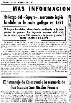 Recorte de prensa sobre el S.S. Skyro